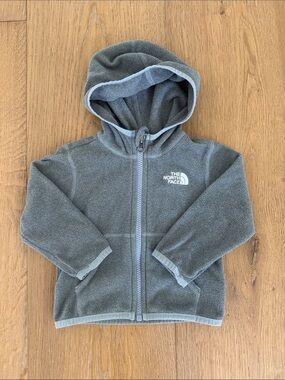 The North Face Baby Gray Hooded Fleece Zip Jacket 6-12 Months Lime New